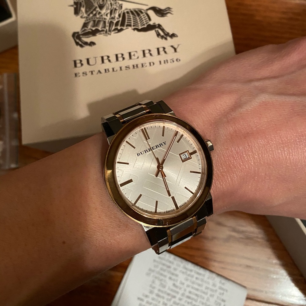 Burberry Check Unisex Quartz 38mm Two Toned Watch